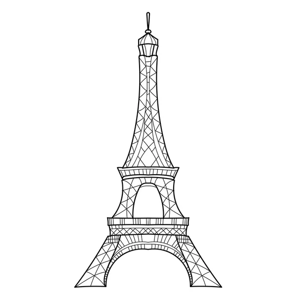 낙서 에펠 타워입니다. 손으로 그린된 벡터 스케치. — 스톡 벡터