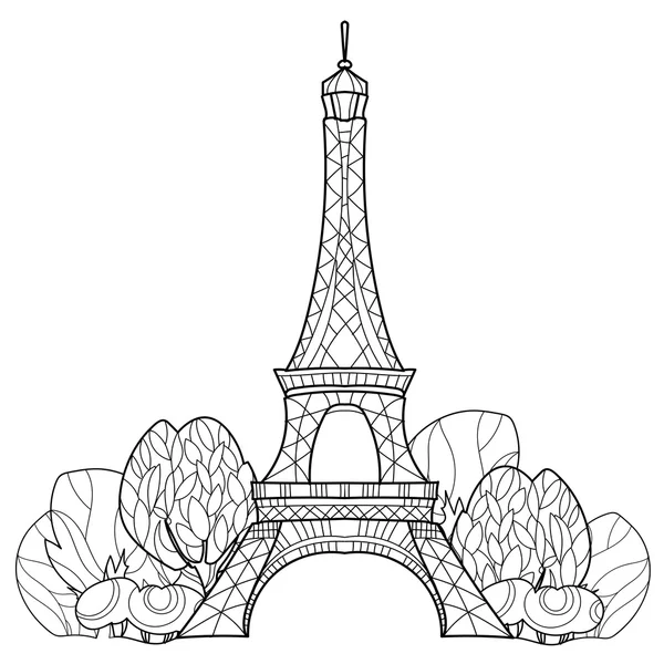 Doodle Eyfel Kulesi. Elle çizilmiş vektör kroki.