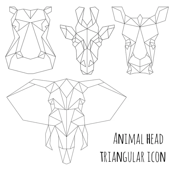 Cabeza animal triangular icono geométrico diseño de línea — Archivo Imágenes Vectoriales