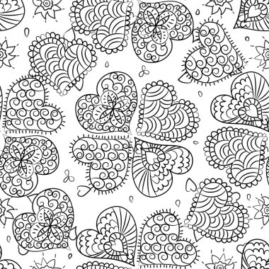 Sevimli kalp Valentin doodle seti.