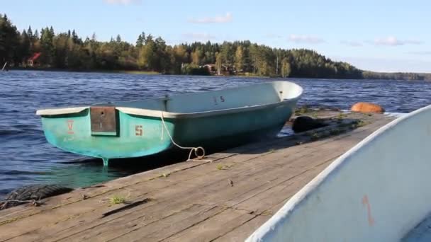 Lever stunder av avkoppling på sjöarna och skogarna i Karelen — Stockvideo