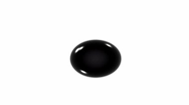Küre, siyah renkli bir top, uzaklığa doğru uçar ve geri döner, ışık kaynağının parıltısı, beyaz arka planda, üç boyutlu soyutlama