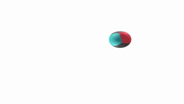 目に見えない螺旋状に動く色のボールです白い背景に青赤紫黄色の3次元抽象化です — ストック動画