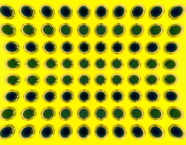 birçok Küre, sarı bir arka plan 3d