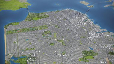 San Francisco 3D şehir modeli hava görüntüleme