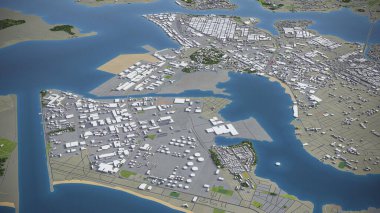 Abidjan - 3D şehir modeli hava görüntüleme