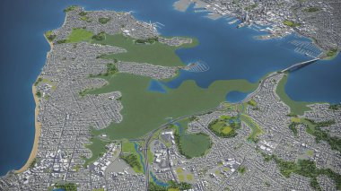 Auckland - 3D şehir modeli hava görüntüleme