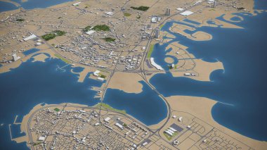 Bahreyn - 3D şehir modeli hava görüntüleme