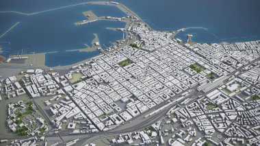 Bari - 3D şehir modeli hava görüntüleme