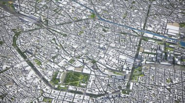 Brüksel - 3D şehir modeli hava görüntüleme