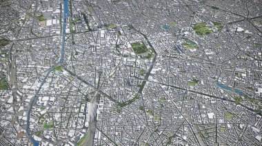 Brüksel - 3D şehir modeli hava görüntüleme