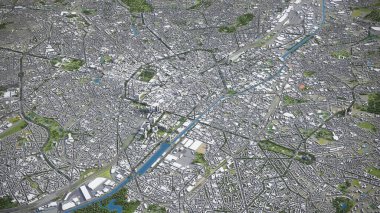 Brüksel - 3D şehir modeli hava görüntüleme