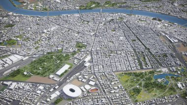 Budapeşte - 3D şehir modeli hava görüntüleme