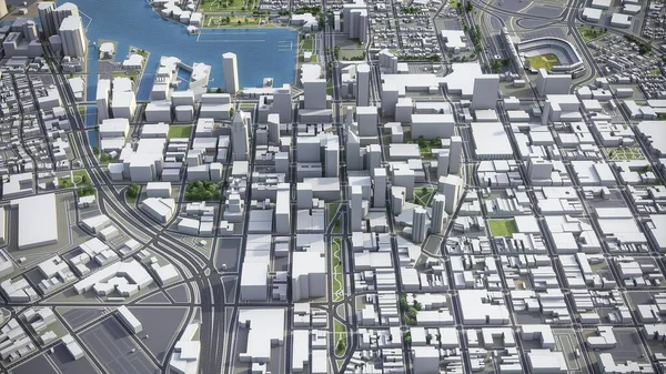 Baltimore - 3D city model aerial rendering