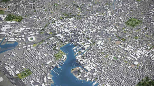 Baltimore - 3D city model aerial rendering