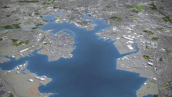 Baltimore - 3D city model aerial rendering