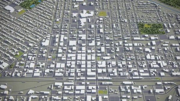 Billings - 3D city model aerial rendering