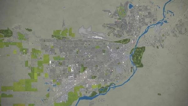 Billings - 3D city model aerial rendering