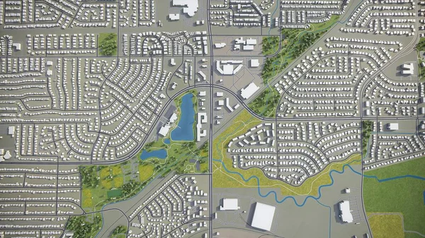 Carrollton Stadtmodell Luftbildwiedergabe — Stockfoto