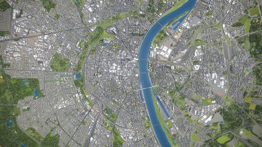Köln - 3D şehir modeli hava görüntüleme
