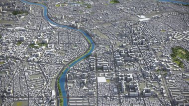 Daegu - 3D şehir modeli hava görüntüleme