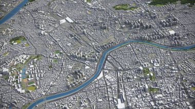 Daegu - 3D şehir modeli hava görüntüleme