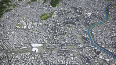 Daegu - 3D şehir modeli hava görüntüleme