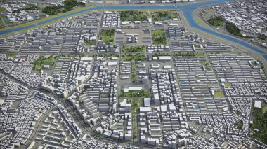 Daejeon - 3D şehir modeli hava görüntüleme