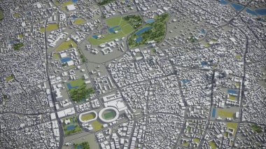 Dhaka - 3D şehir modeli hava görüntüleme