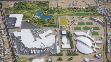 Doha - 3D şehir modeli hava görüntüleme