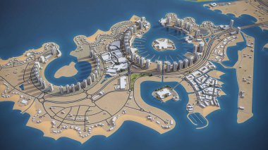 Doha - 3D şehir modeli hava görüntüleme