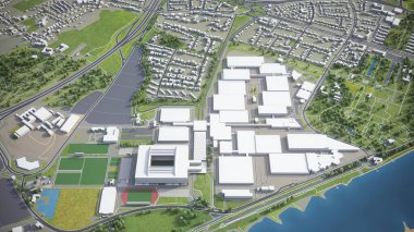 Düsseldorf - 3D şehir modeli hava görüntüleme