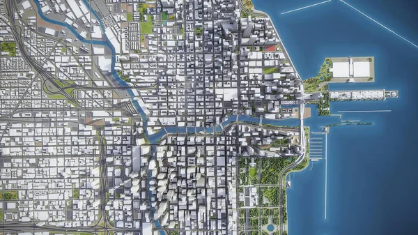 Chicago - 3D şehir modeli hava görüntüleme