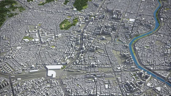 Daegu - 3D şehir modeli hava görüntüleme