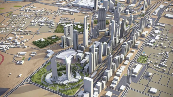 Dubai İş Bölgesi - 3D şehir modeli hava görüntüleme