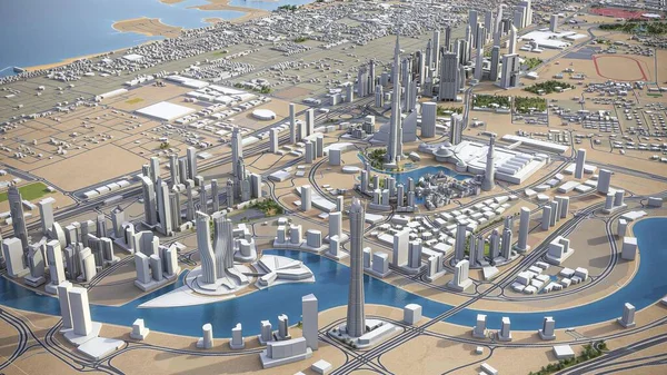 Dubai İş Bölgesi - 3D şehir modeli hava görüntüleme