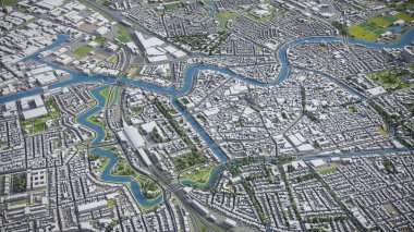 Haarlem - 3D city model aerial rendering clipart