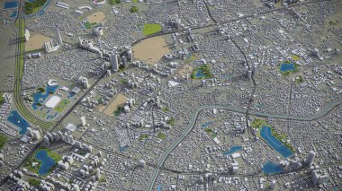 Hanoi - 3D şehir modeli hava görüntüleme