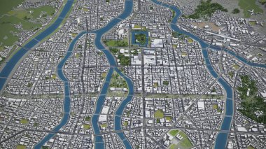 Hiroşima - 3D şehir modeli hava görüntüleme