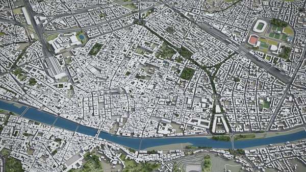 Florence City Model Air Rendering — стокове фото