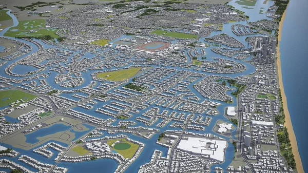 Gold Coast - 3D city model aerial rendering