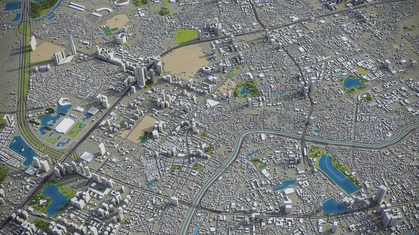 Hanoi - 3D şehir modeli hava görüntüleme