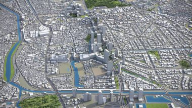 Jakarta - 3D şehir modeli hava görüntüleme