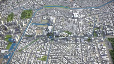 Jakarta - 3D şehir modeli hava görüntüleme