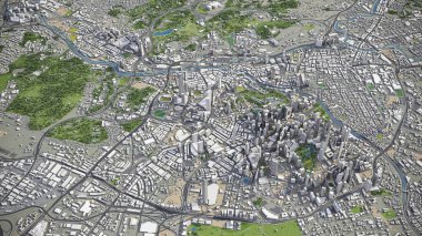 Kuala Lumpur - 3D şehir modeli hava görüntüleme