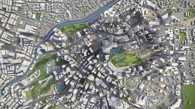 Kuala Lumpur - 3D şehir modeli hava görüntüleme