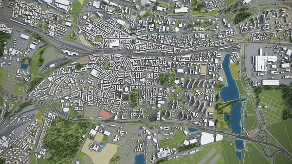 Katowice - 3D şehir modeli hava görüntüleme