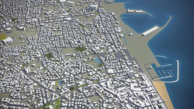 Larnaca - 3D şehir modeli hava görüntüleme