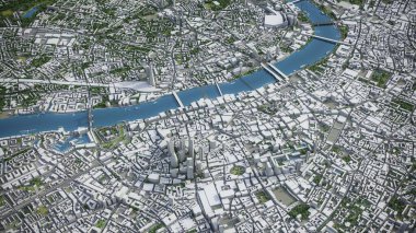 Londra - 3D şehir modeli hava görüntüleme
