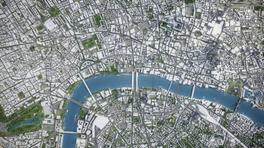 Londra - 3D şehir modeli hava görüntüleme
